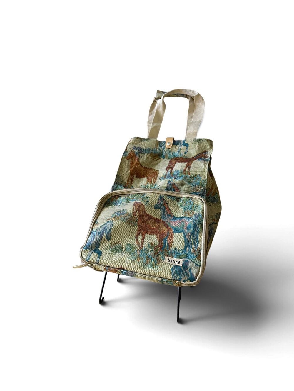 Totes Horse Tapestry Rolling Shopping Tote Bag Foldable Wheeled Cart